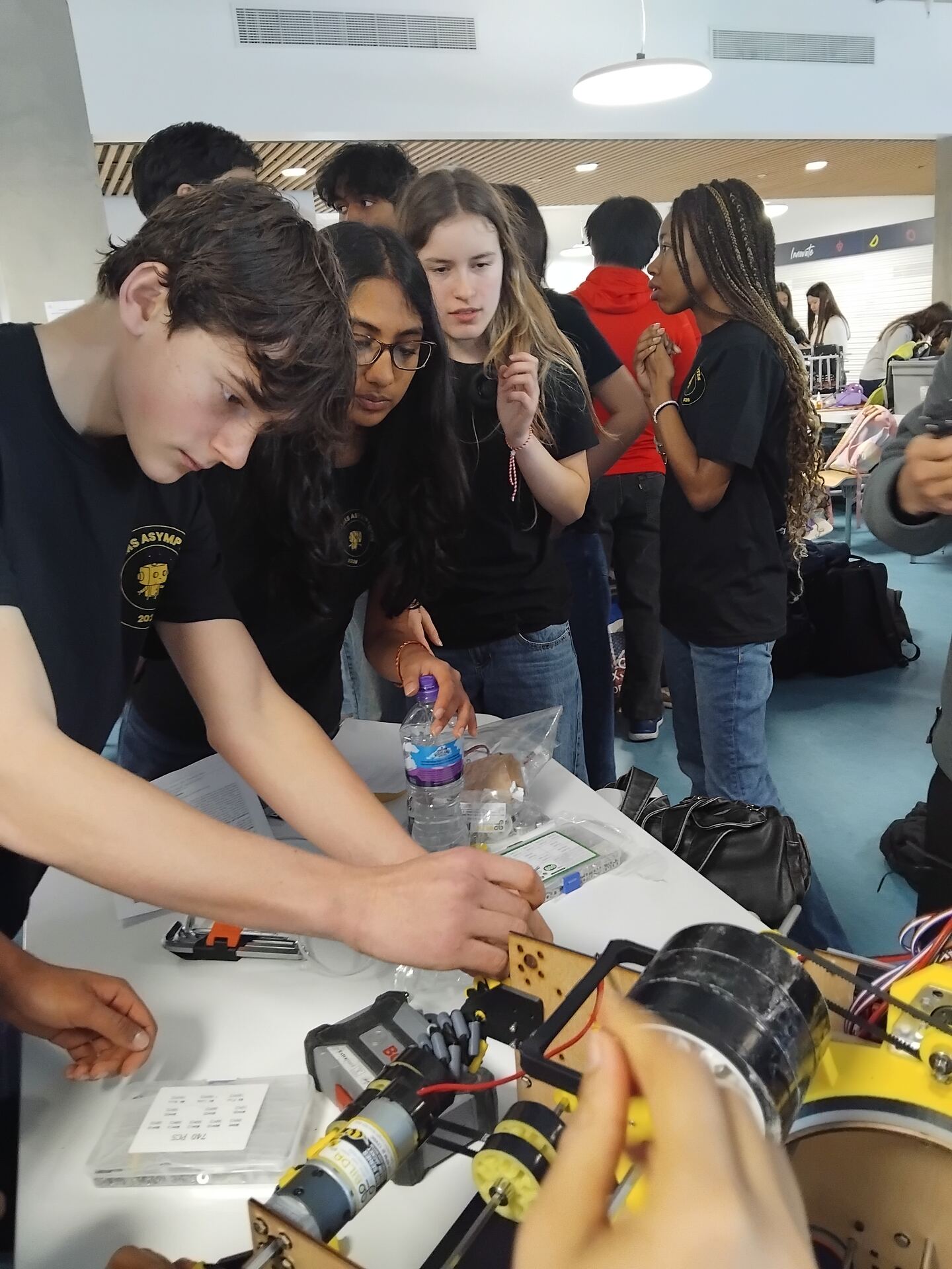 Robot assembly and wiring in progress