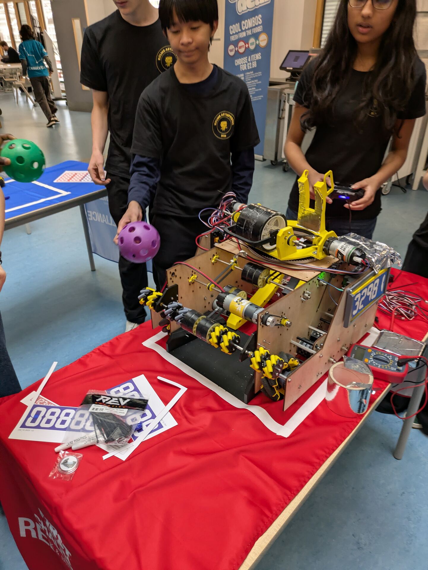 KCLMS Volcanix competition robot in the workshop
